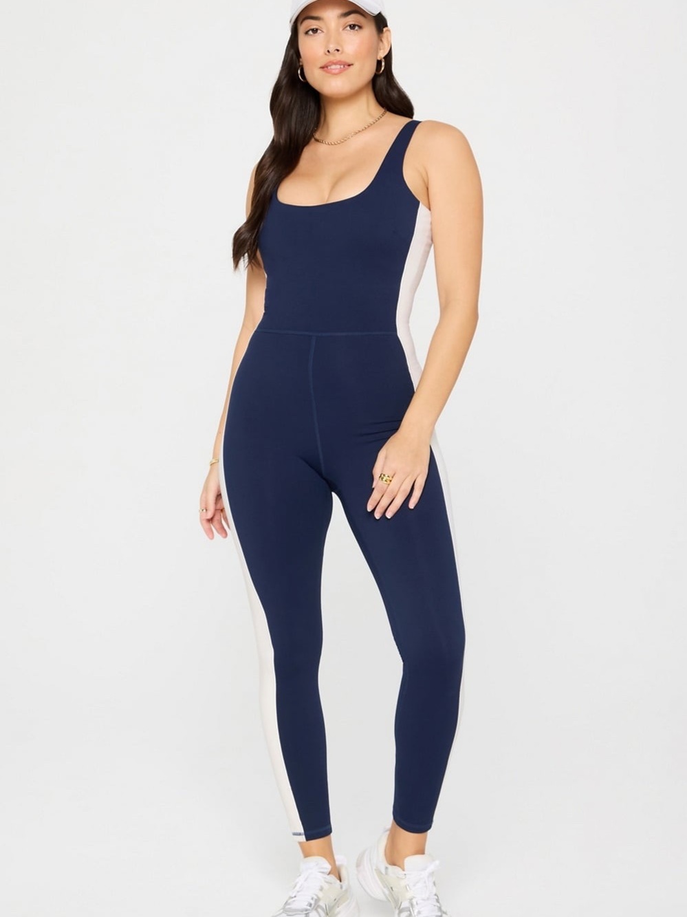 New Fabletics Define PowerHold Scoop Neck Jumpsuit in a navy blue XS